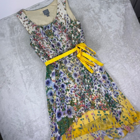 Rabbit Rabbit Rabbit Designs Dresses & Skirts - Rabbit Rabbit Rabbit Designs Women's Sleeveless Floral Dress 14 Yellow Belt Line